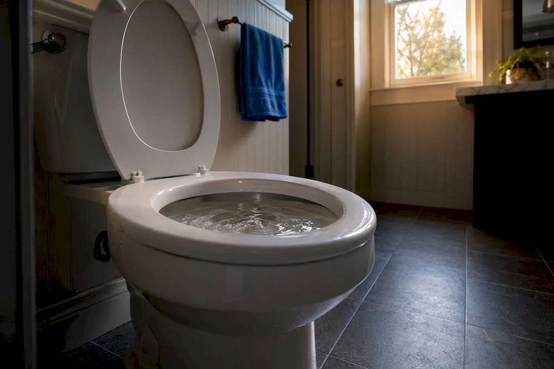 Toilet water rippling during sewer gurgling