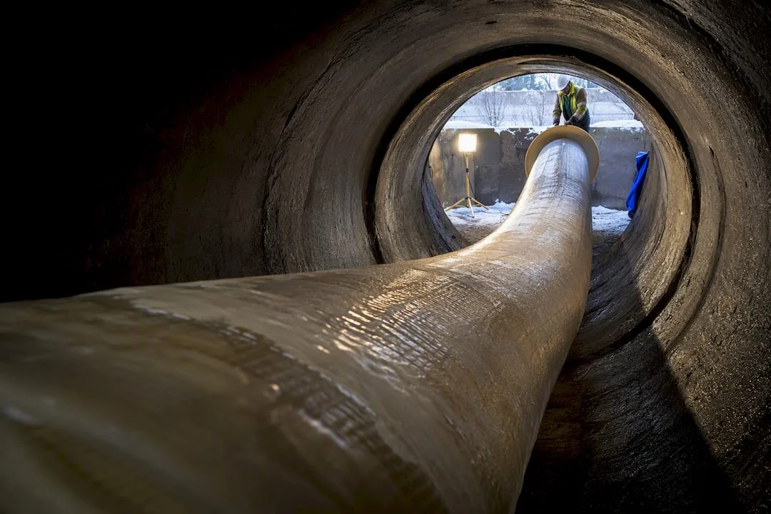 CIPP liner entering an underground storm drain